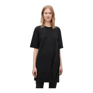 COS Mixed Media Sweater & Pleated Woven Dress in Black - Size Medium